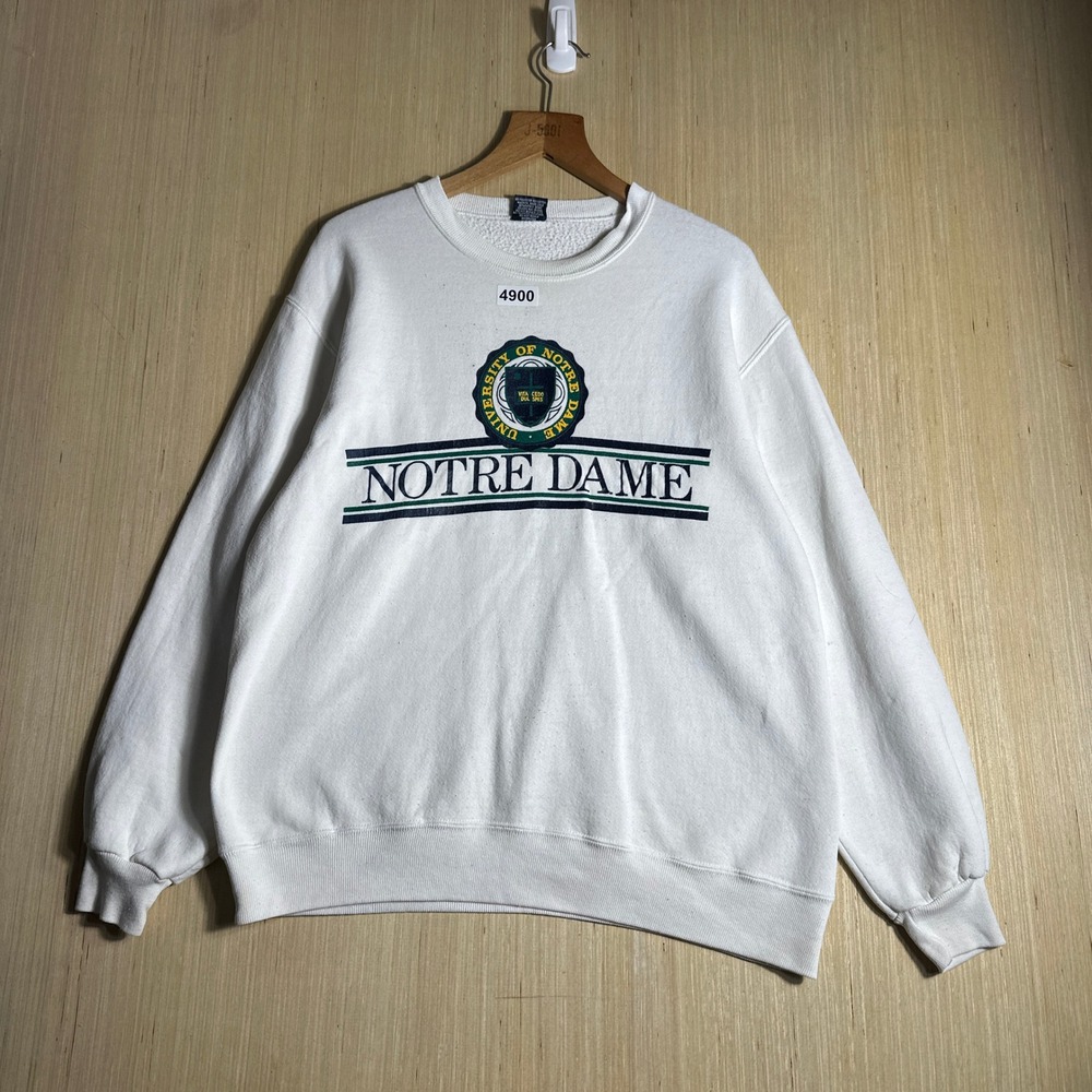 Vintage Notre Dame Jansport Sweatshirt Mens L White 90s University Pullover